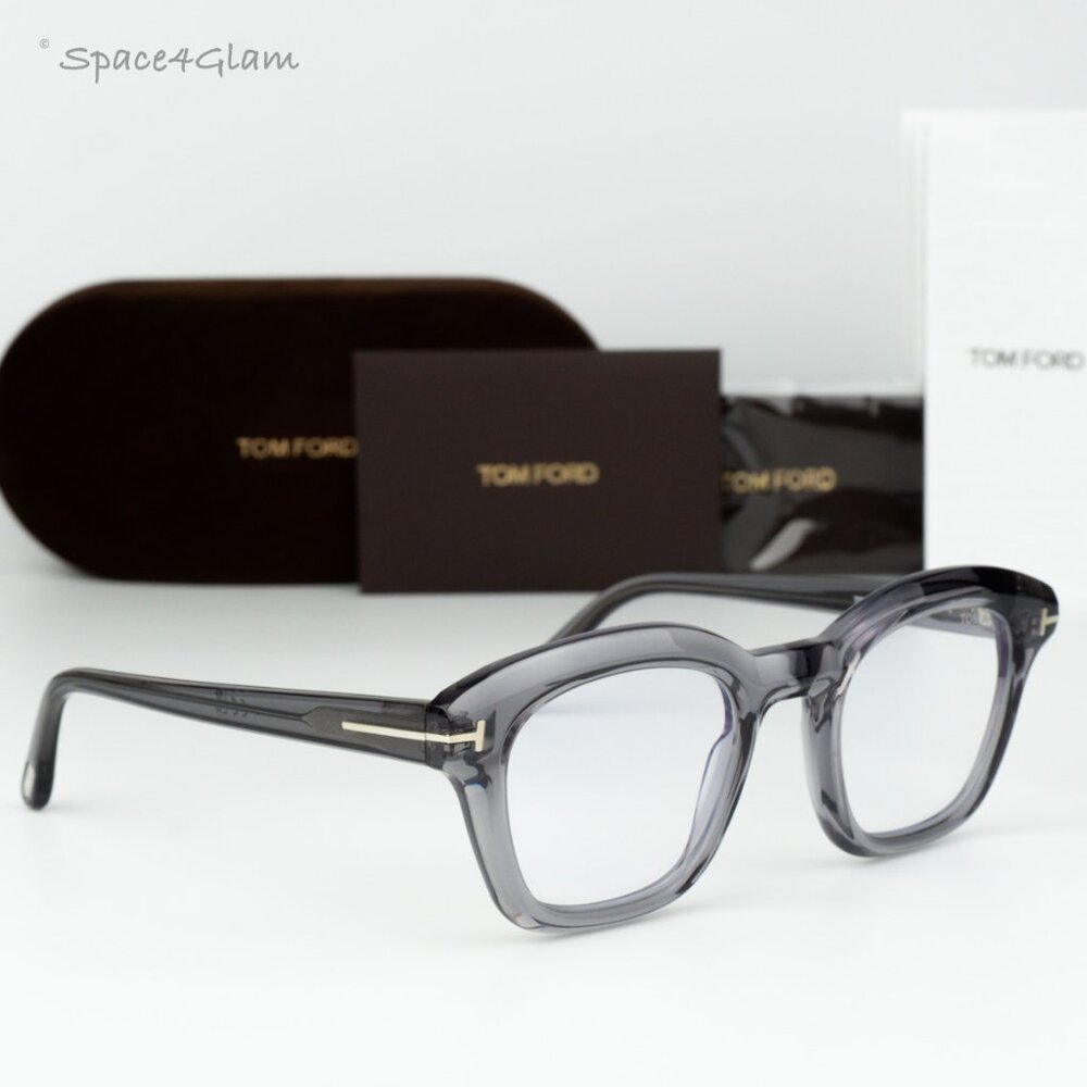 Tom Ford Women Eyeglasses Clear Grey Blue Light Block FT5961-B 020 NEW AUTHENTIC